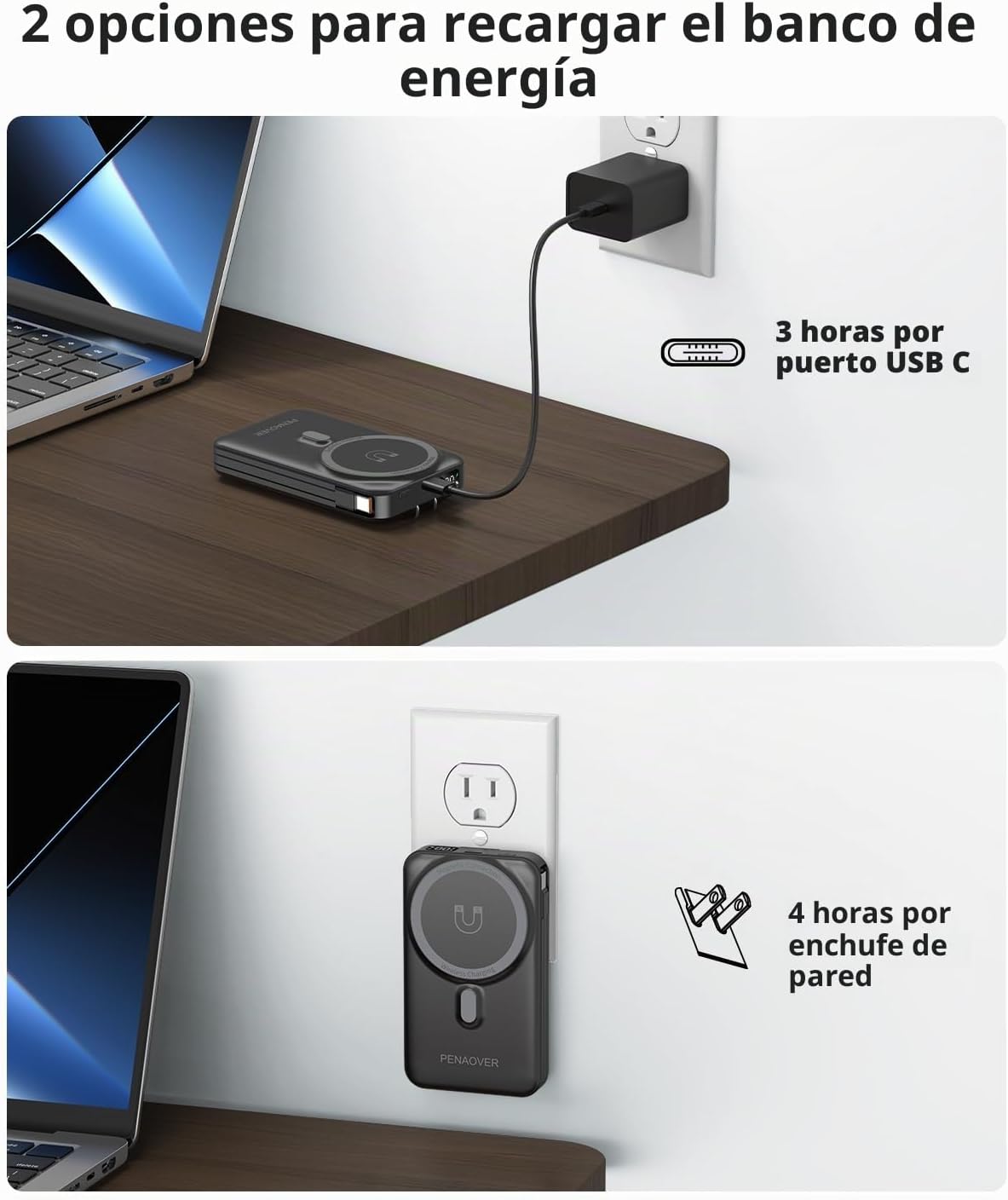 para Magsafe Cargador Portátil Magnético, Batería Externa Inalámbri...