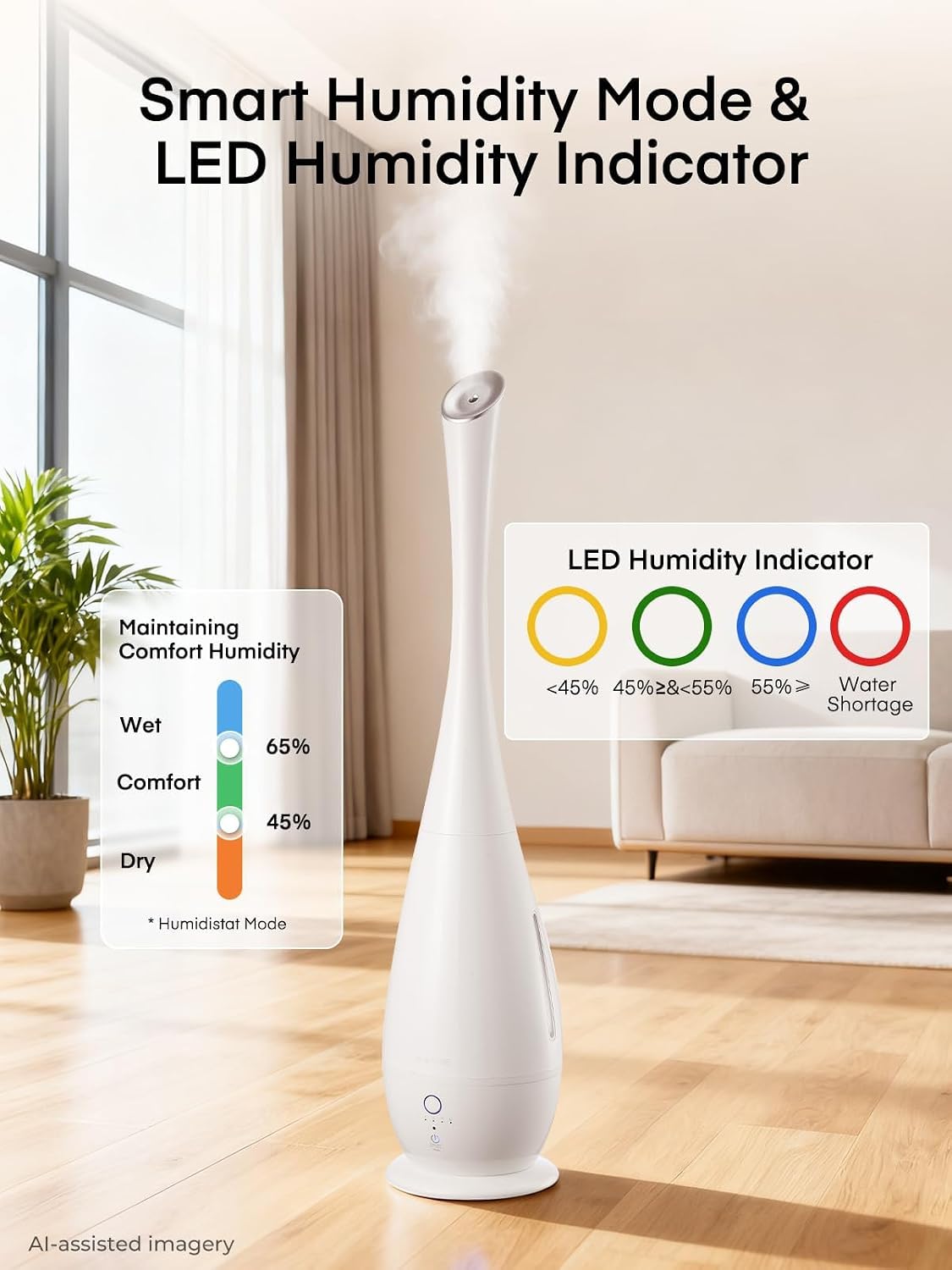 FOHERE Humidificadores para dormitorio, habitación grande, 5 L, hum...