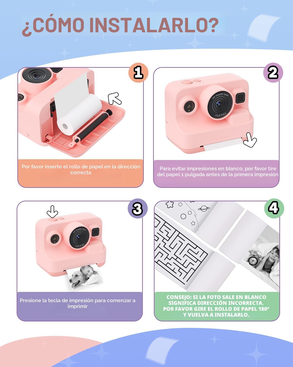 Dylanto - Cámara de impresión instantánea para niños, de 1080p, reg...