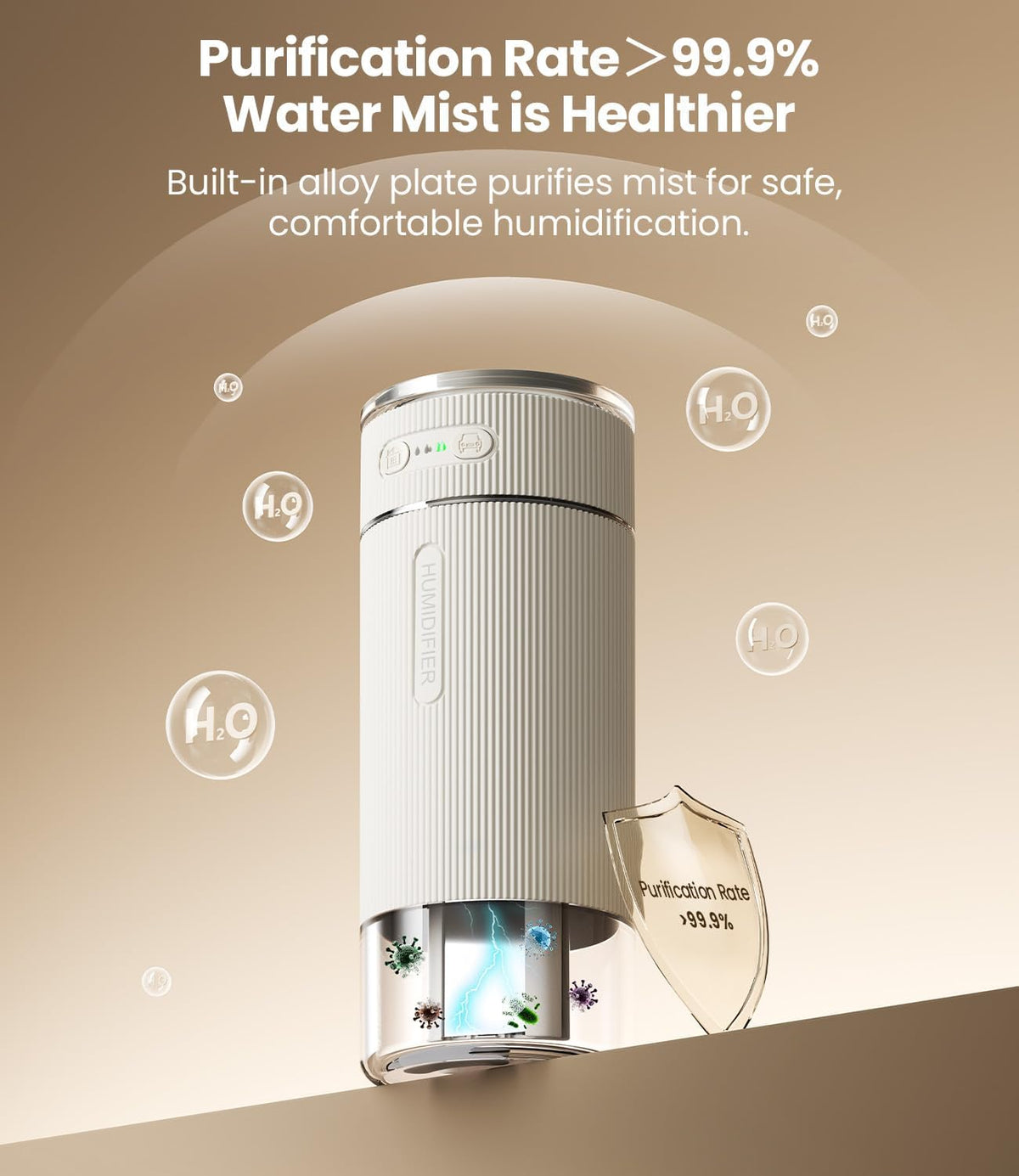 WSKEN Humidificador pequeño portátil para dormitorio, boquilla dobl...