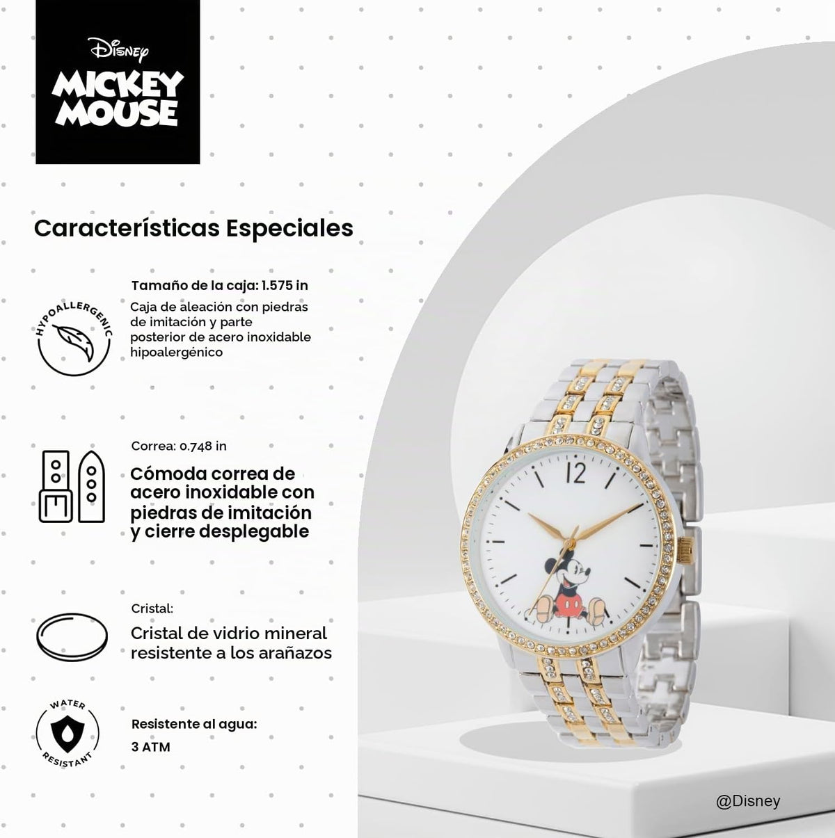 Reloj Mickey Mouse para mujer, elegante y divertido, reloj de Micke...