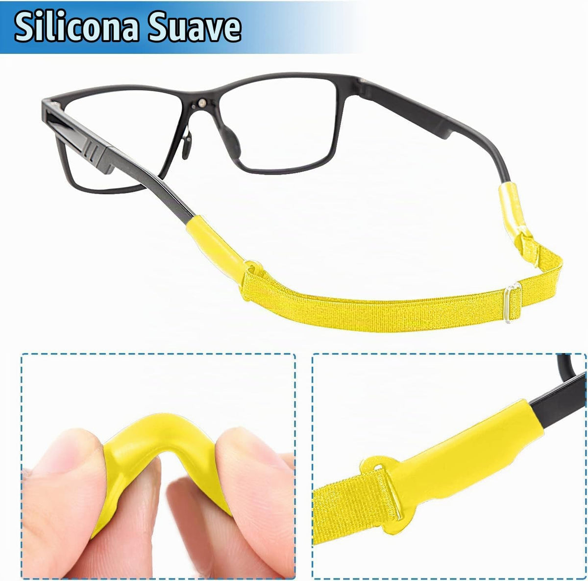 Enenfly Correas ajustables para gafas, paquete de 3 retenedores de...
