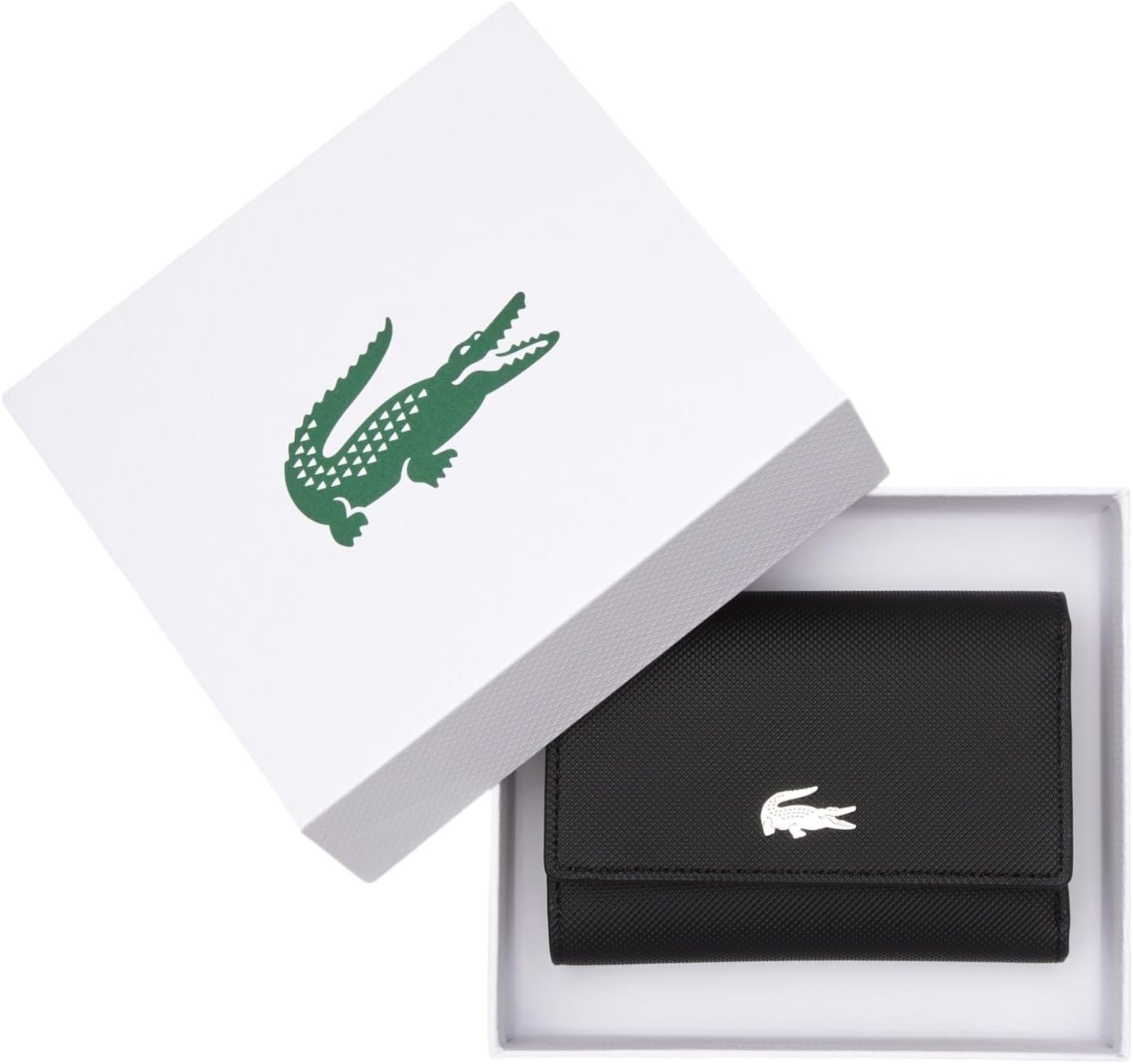 Lacoste Portafolios para mujer Anna con cierre de solapa, Negro, Ta...