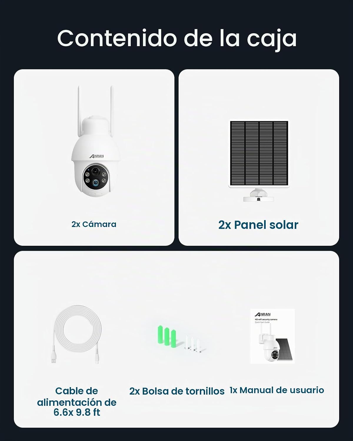 ANRAN 2K cámara de seguridad solar inalámbrica al aire libre 360 °...