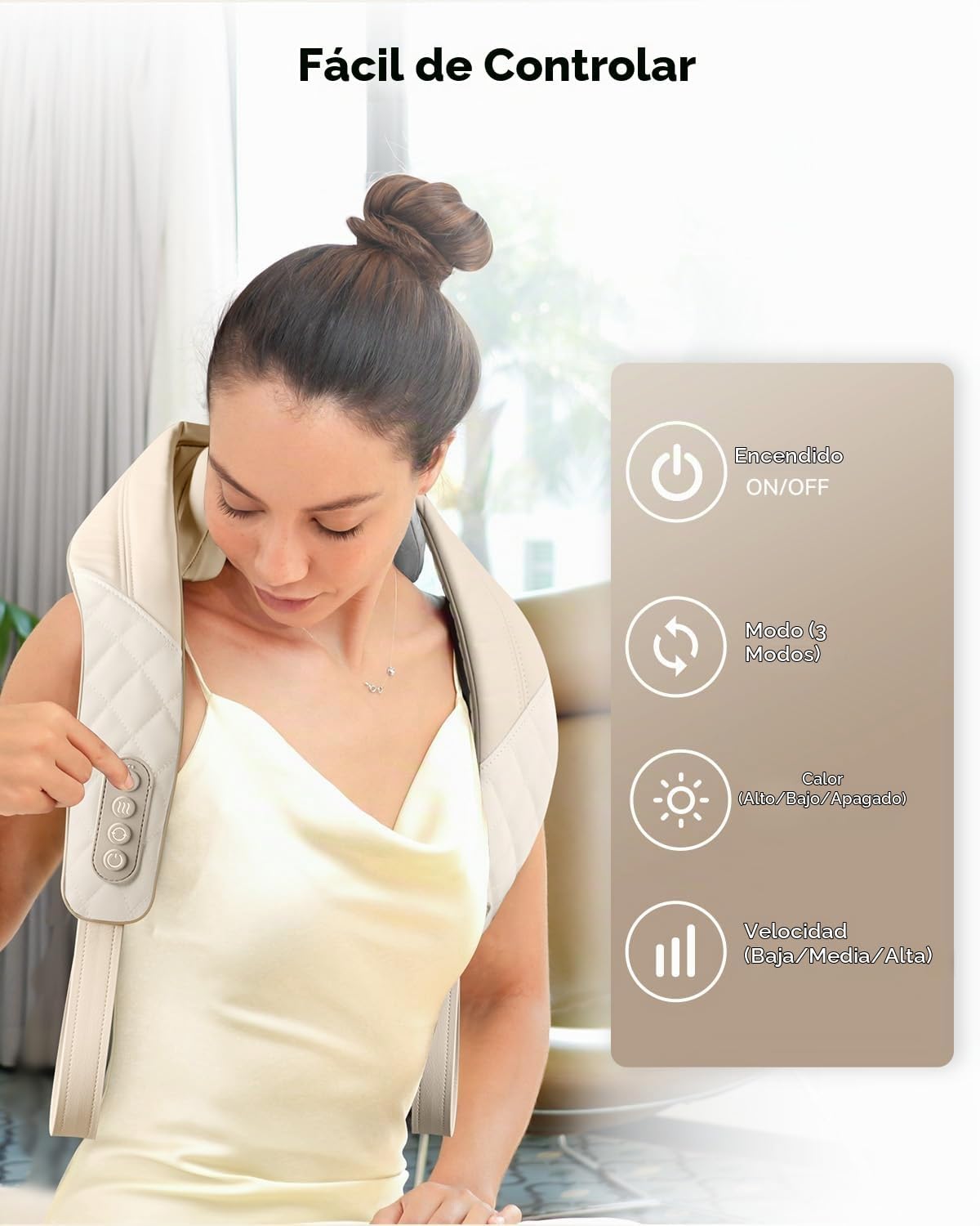 Snailax masajeador de cuello inalámbrico con calor, masajeador de c...