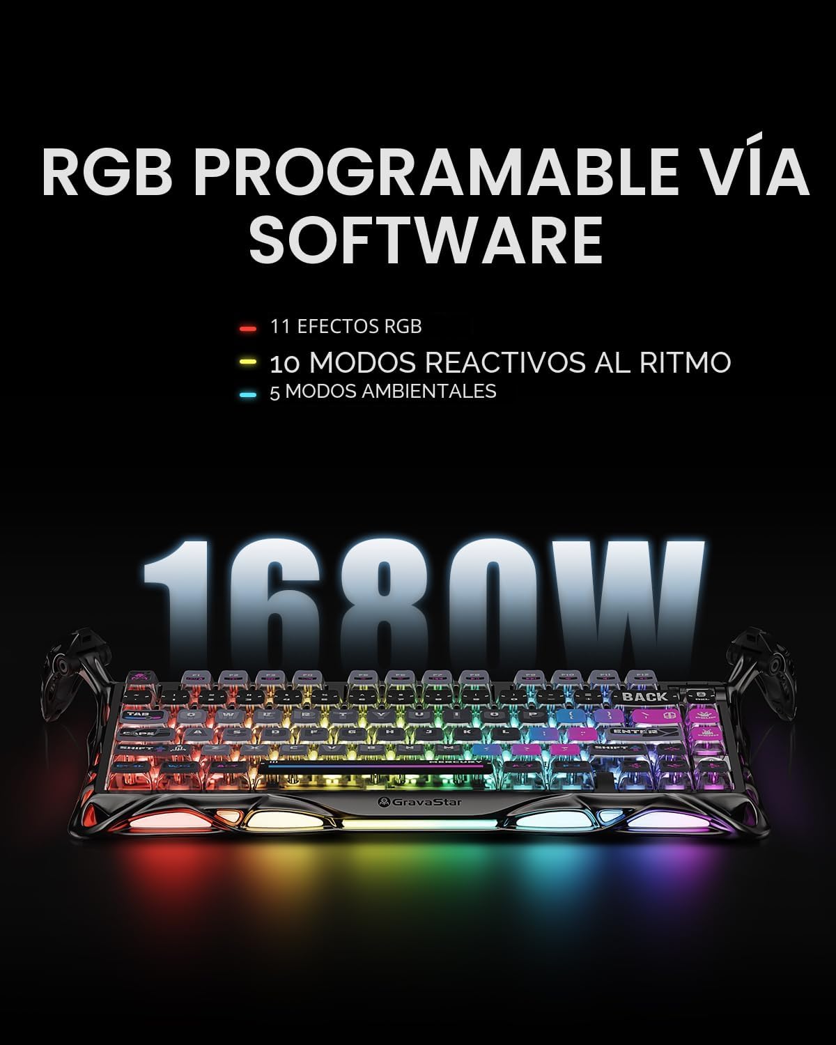 Teclado mecánico inalámbrico para juegos GravaStar Mercury K1 Pro,...