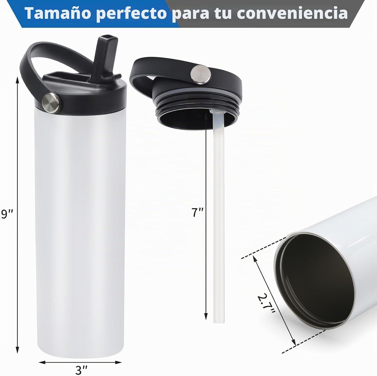 Paquete de 25 vasos de sublimación con borde plano y rectos, de 20...
