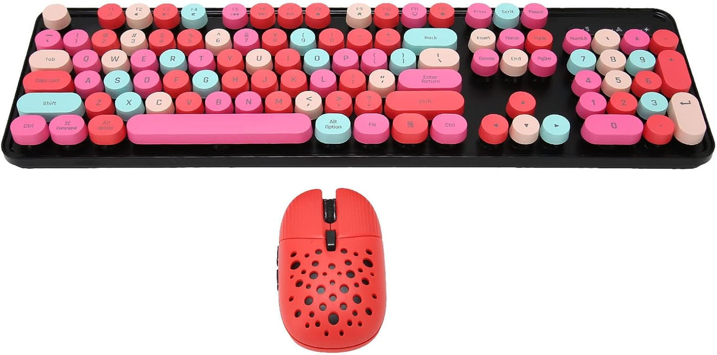 Combo de teclado y mouse inalámbricos, teclado retro de tamaño comp...