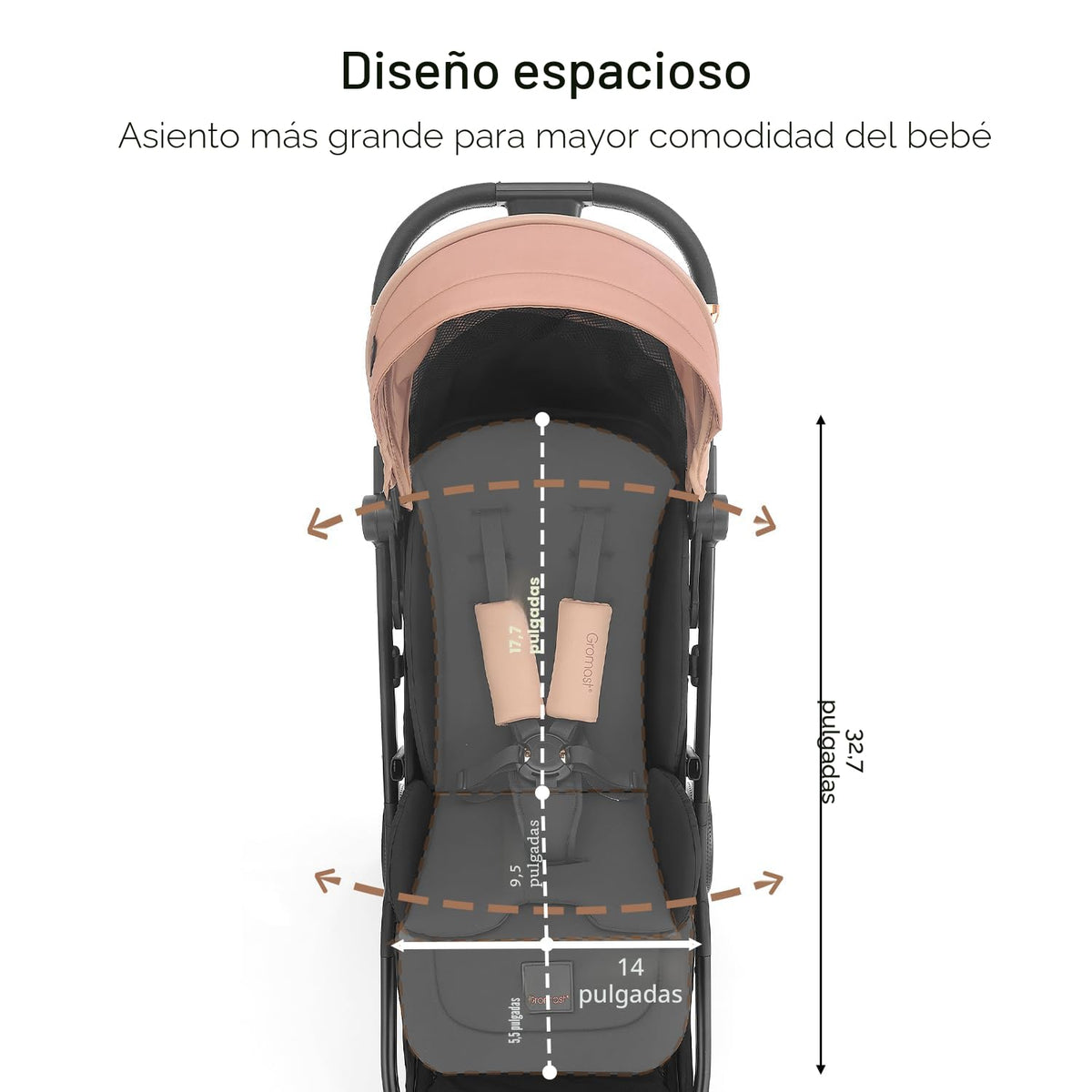 Gromast Gravity - Cochecito de bebé plegable \u2013 Cochecito portá...