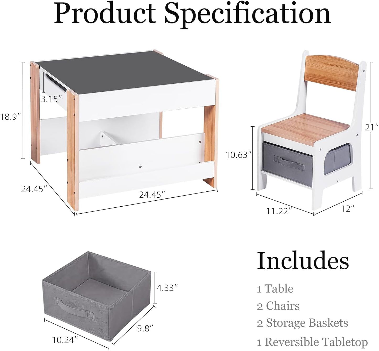 Asweets juego de mesa y silla para niños, escritorio 4 en 1 para ni...