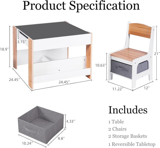 Asweets juego de mesa y silla para niños, escritorio 4 en 1 para ni...