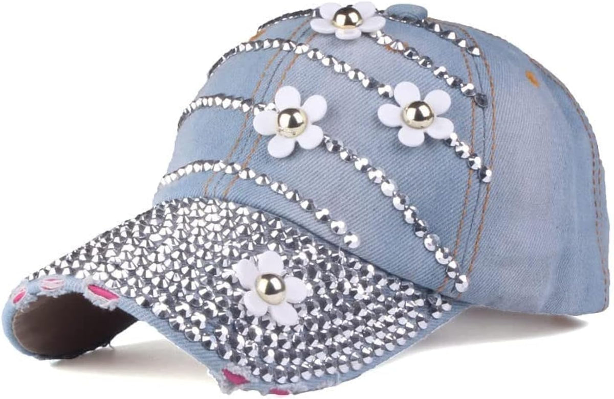 LUCKYBUNNY Gorra de béisbol con flor para mujer, estilo vintage, aj...