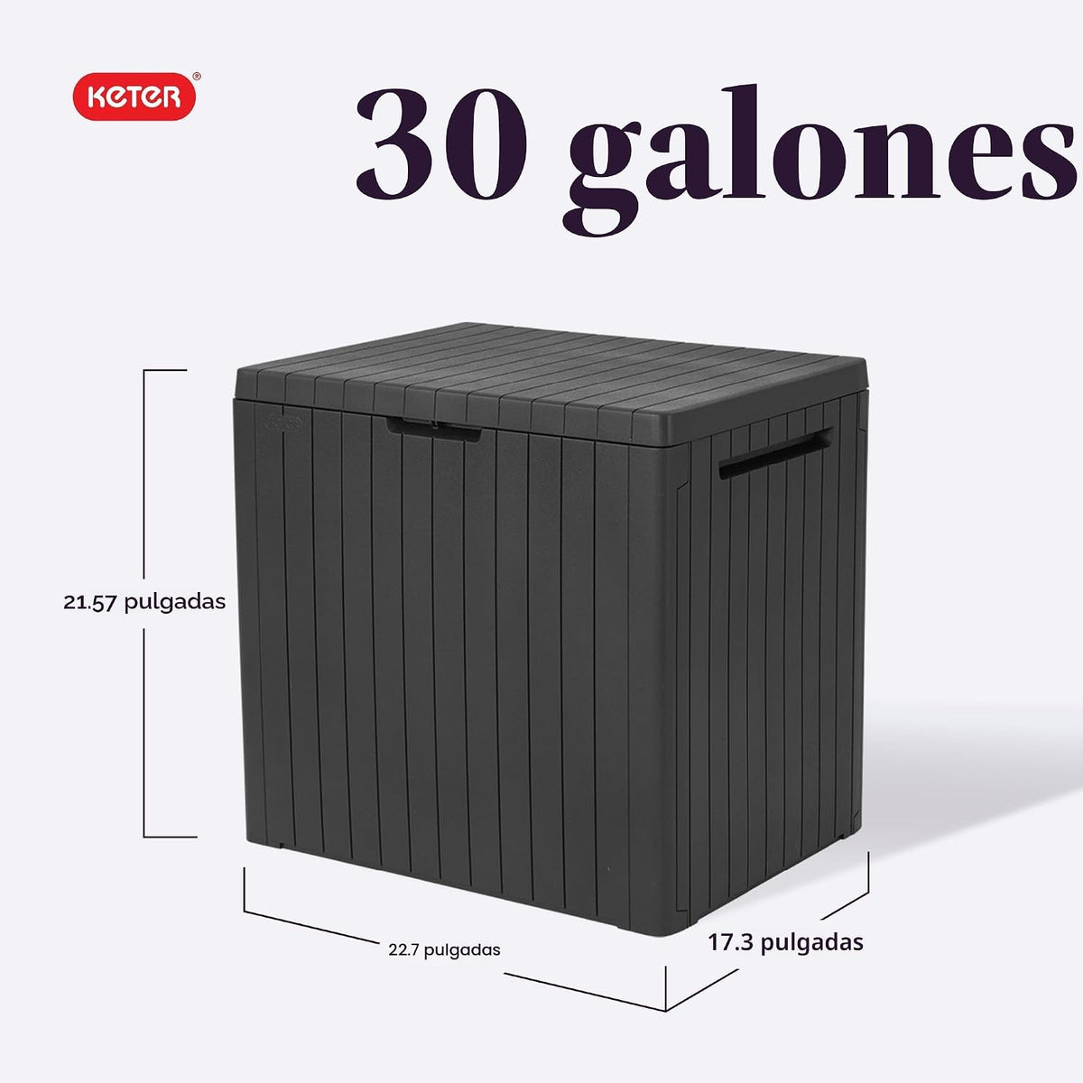 Keter City - Caja de almacenamiento exterior de resina de 30 galone...