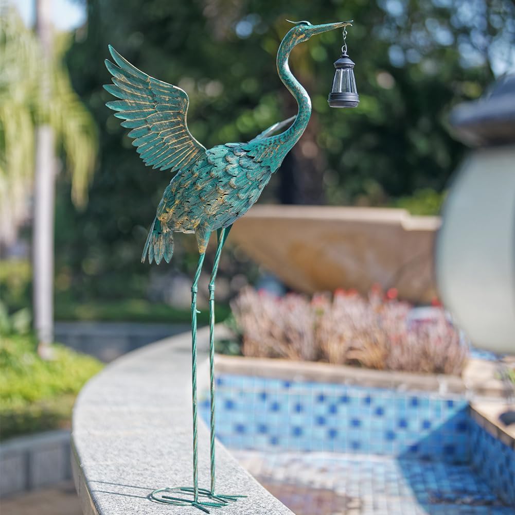 DREAMSOUL Heron Garden - Estatuas de pájaro de grúa de 40.5 pulgada...