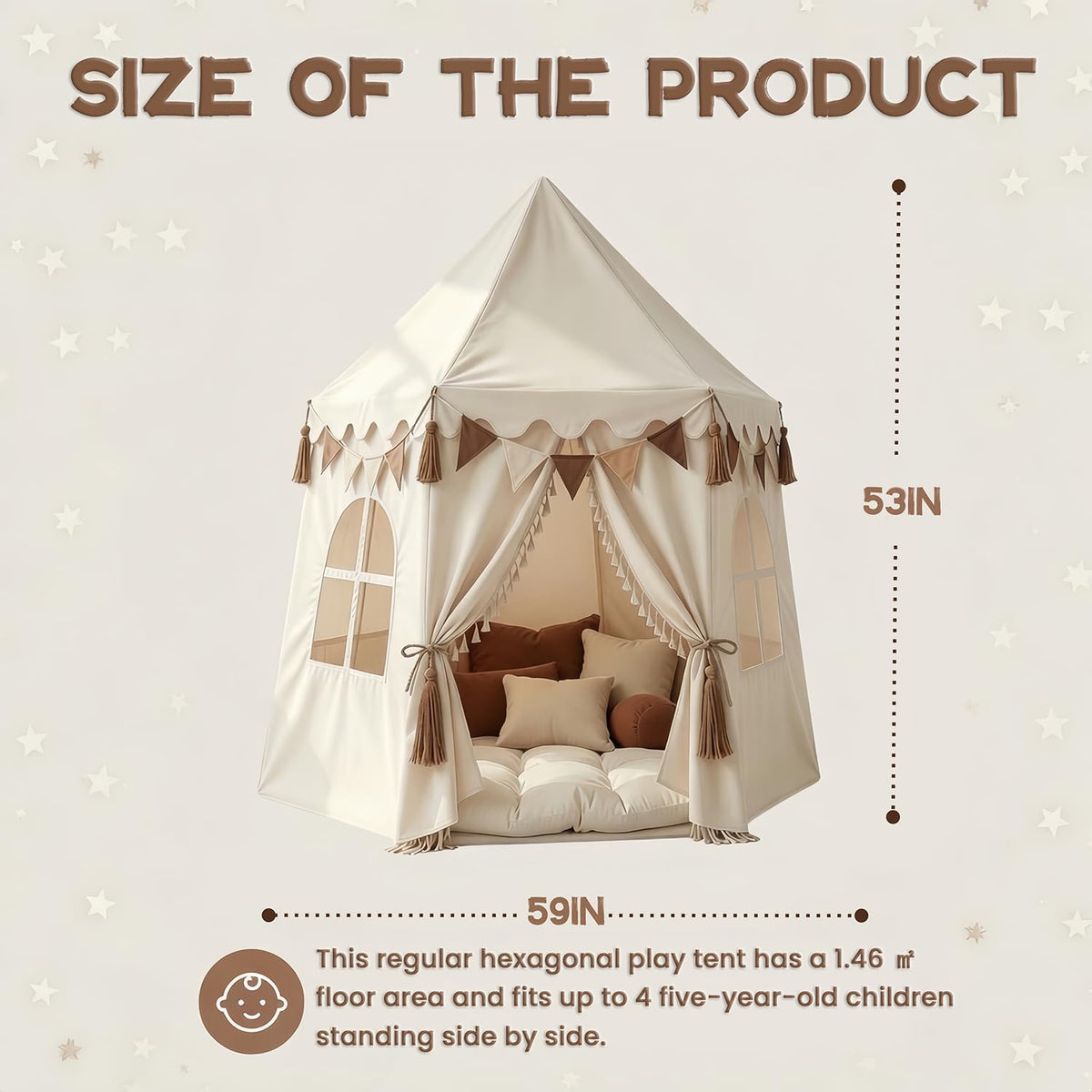 Tienda de campaña extragrande para niños con luces de estrellas, ba...