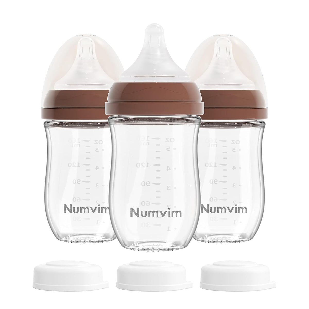 Numvim Biberones de vidrio natural de flujo suave y extra lento, bi...