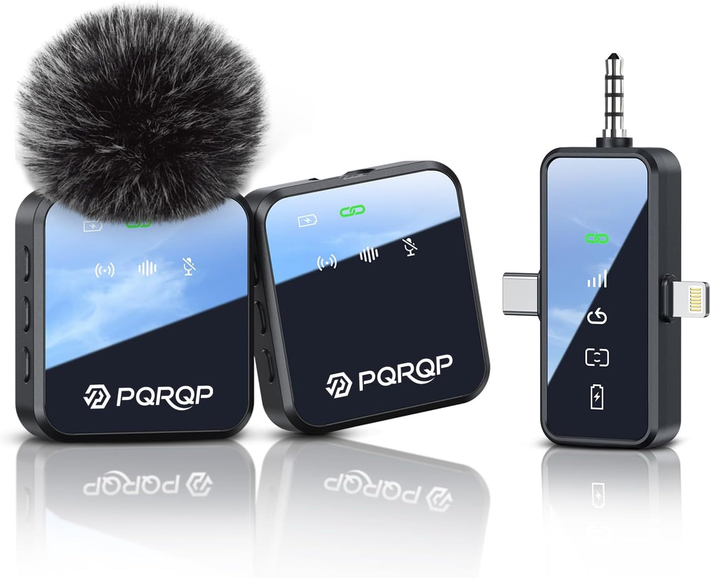 PQRQP Mini micrófono inalámbrico 3 en 1 para iPhone, Android, cámar...