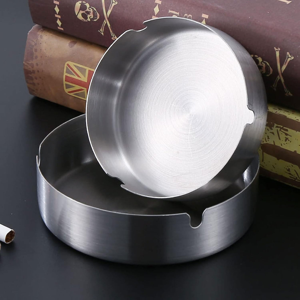 Cenicero de acero inoxidable para cigarrillos, bandeja de cenizas p...