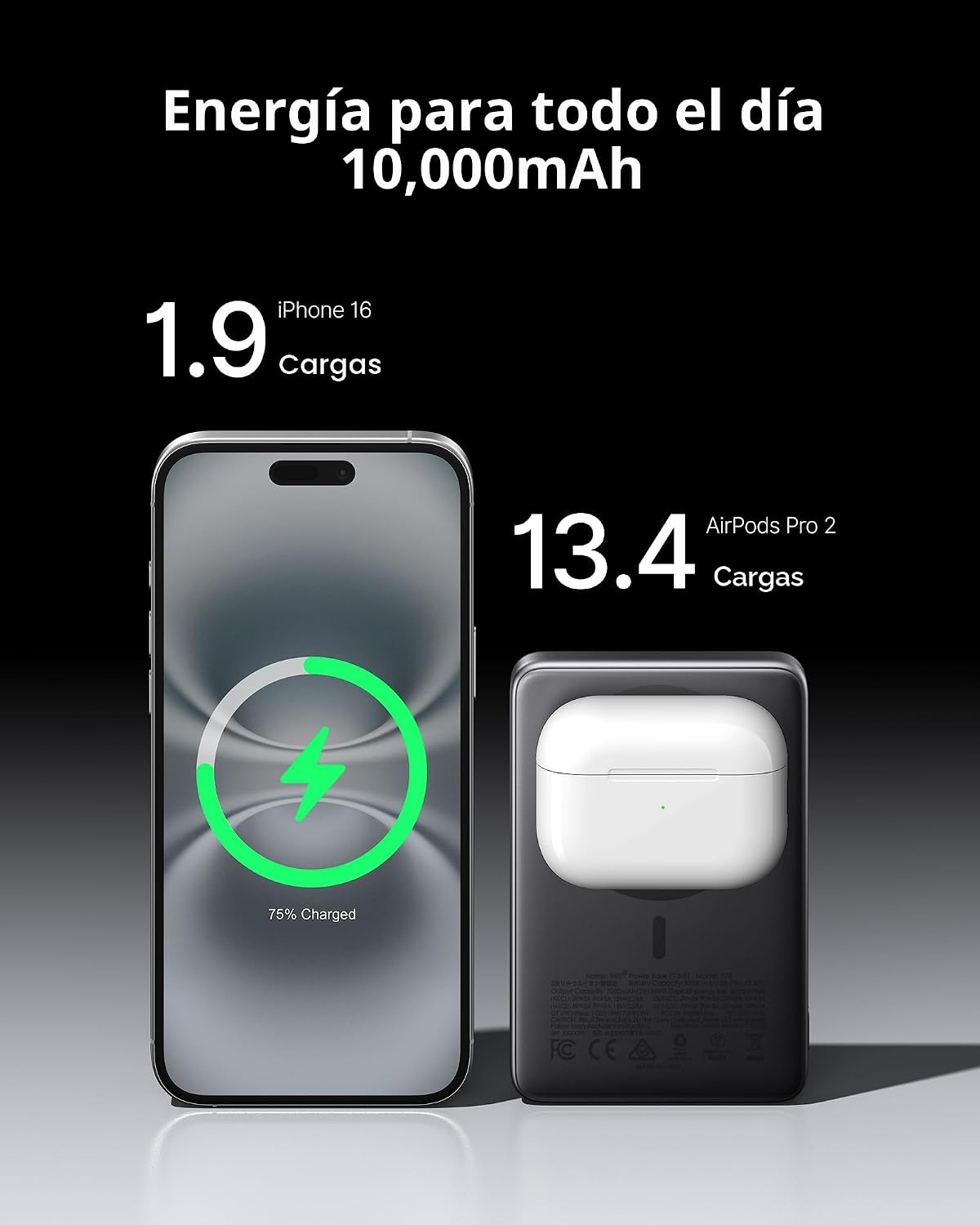 INIU Cargador portátil MagSafe Slimmest, carga rápida inalámbrica o...
