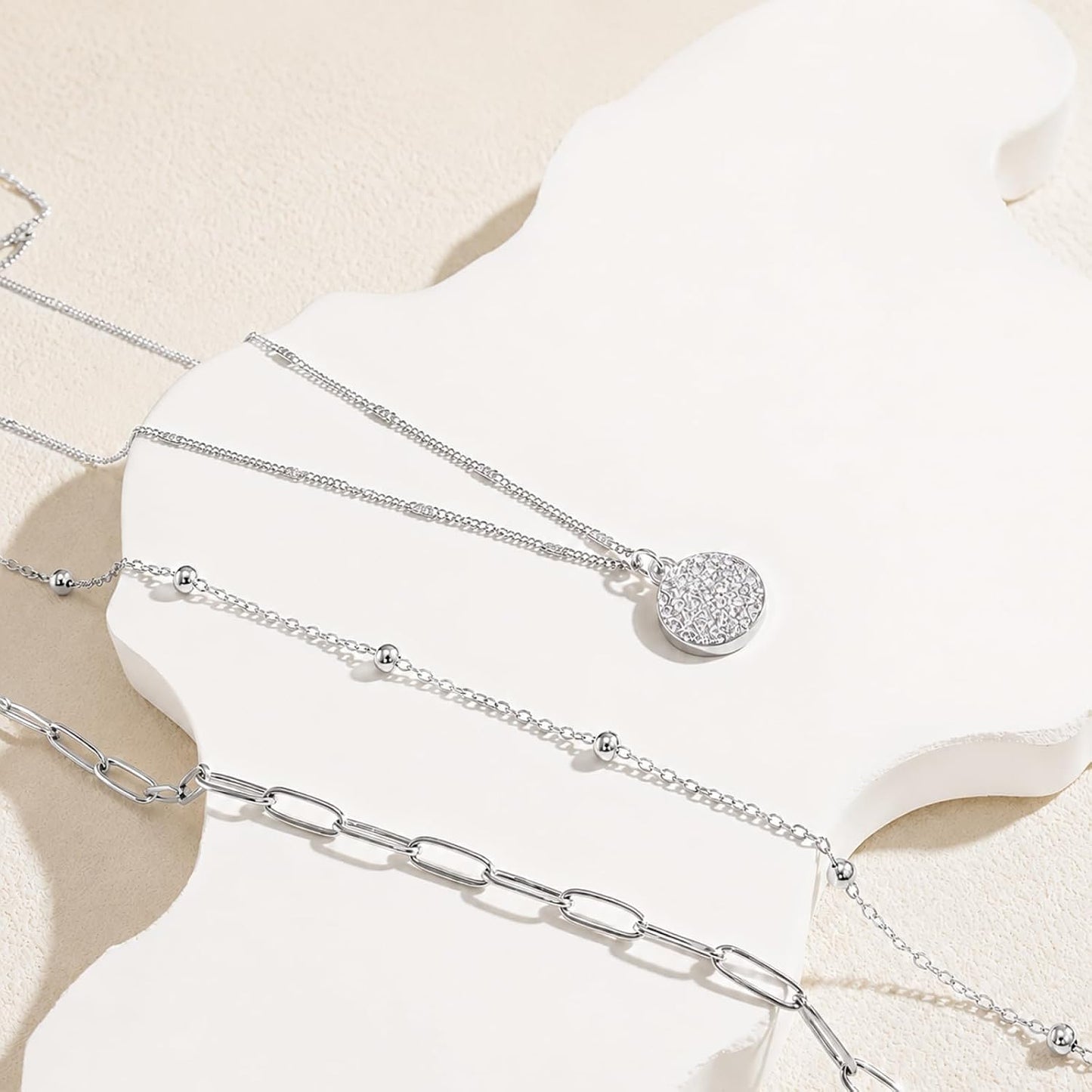 VYTOSA Collares en capas para mujer, juego de collar de oro platead...