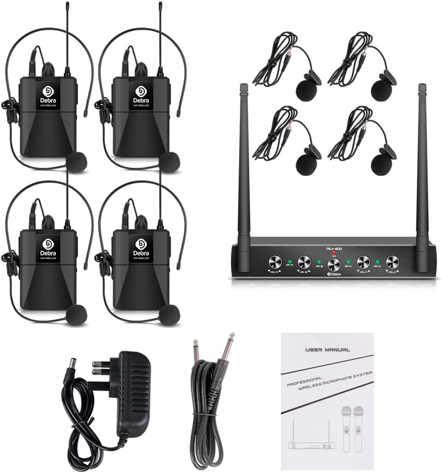 D Debra Audio AU400 Pro UHF - Sistema de micrófono inalámbrico de 4...