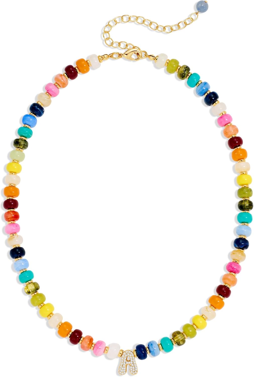 TENTMENTISE Collar con inicial de cuentas coloridas para mujer, col...