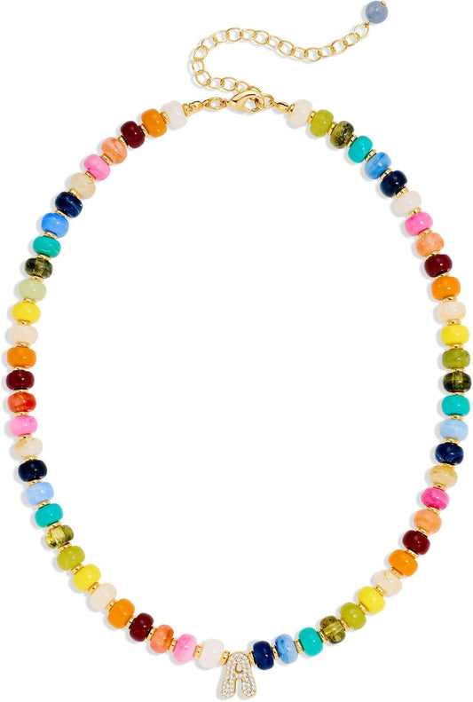 TENTMENTISE Collar con inicial de cuentas coloridas para mujer, col...