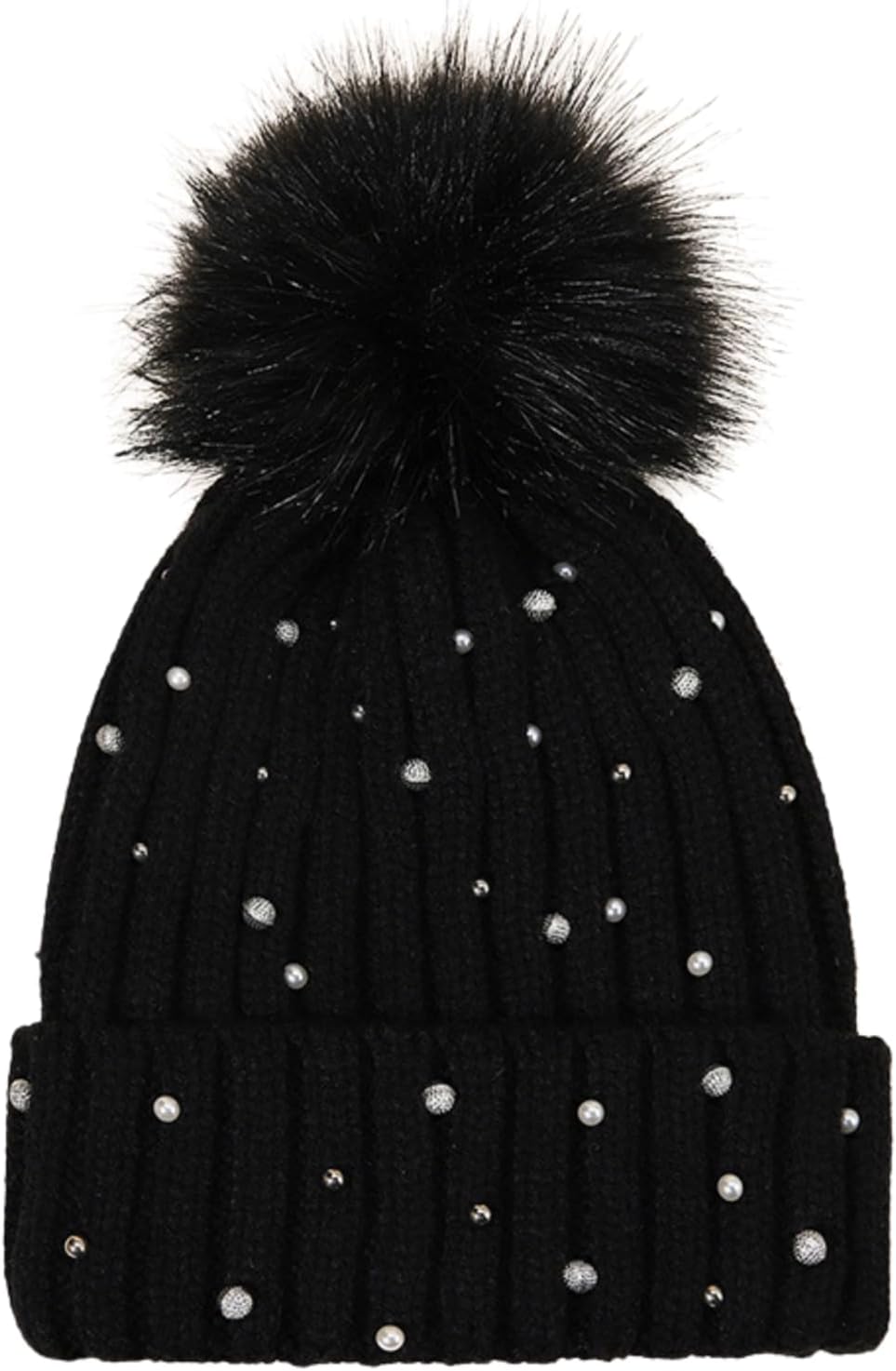 Julpsk Gorro de punto de invierno con diamantes de imitación brilla...