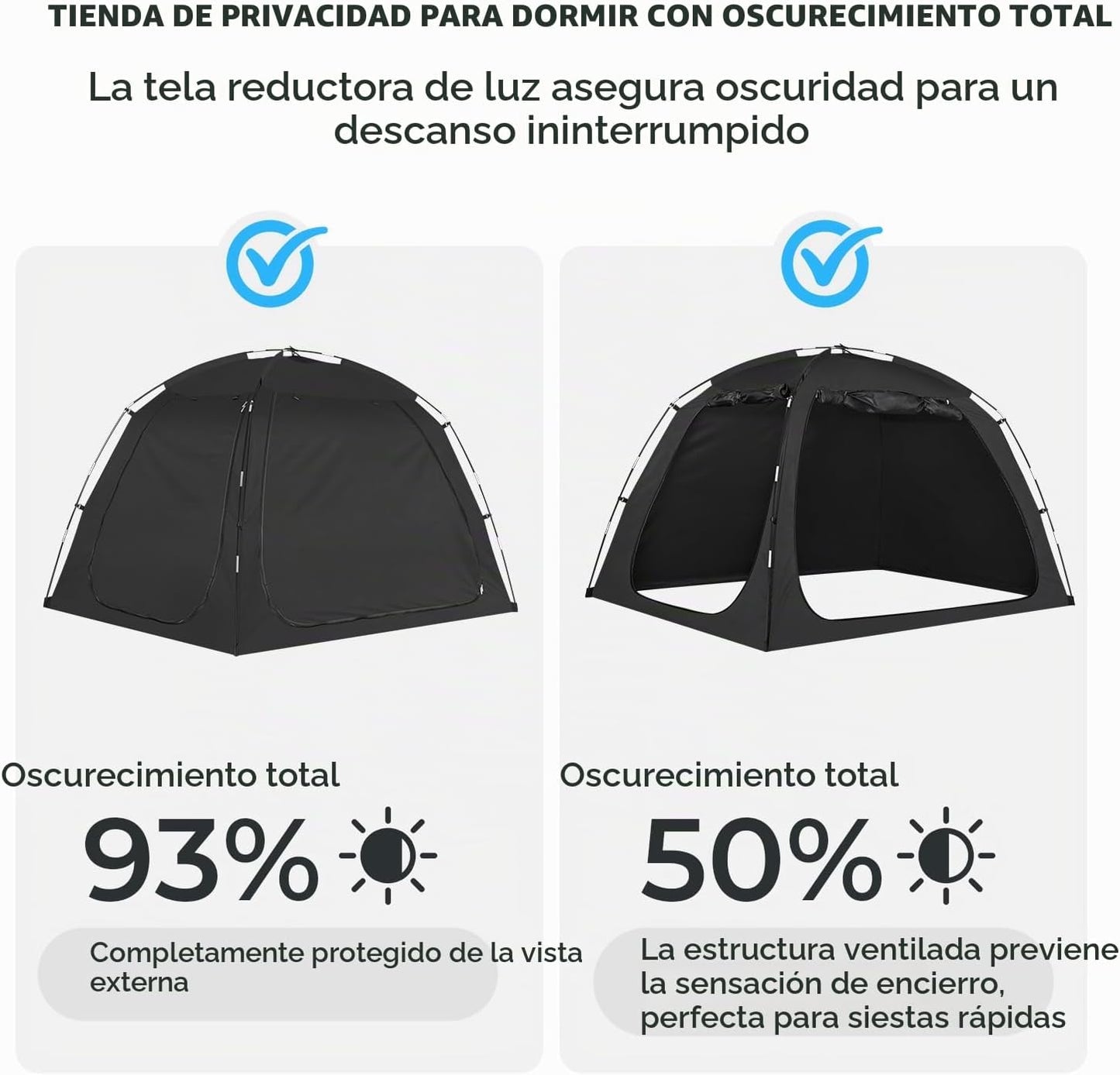 Alvantor® Tienda de campaña de cama tamaño matrimonial, 93% de opac...