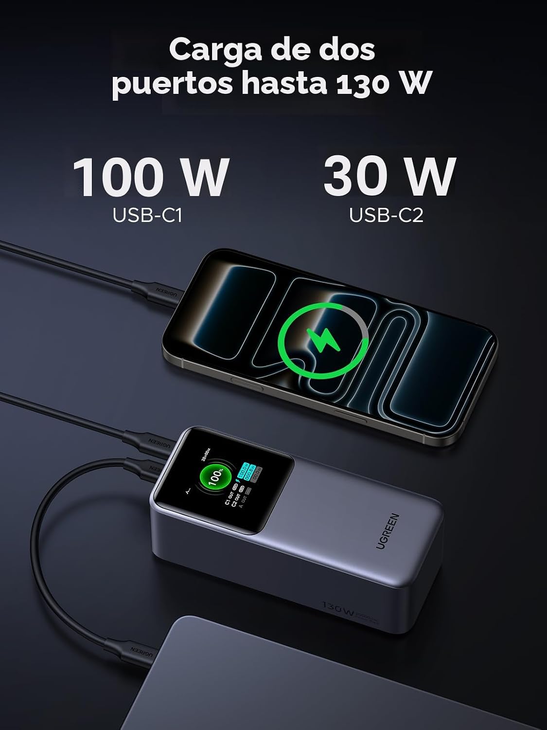 UGREEN Nexode 20000mAh 130W portátil PD Power Bank para MacBook Pro...