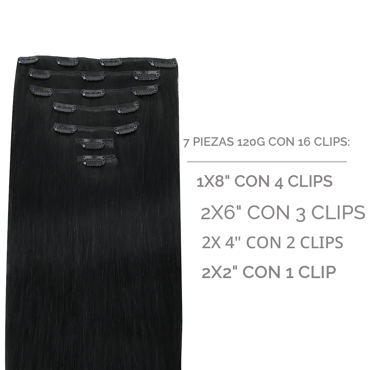 WENNALIFE Extensiones de cabello humano real con clip, de 18 pulgad...