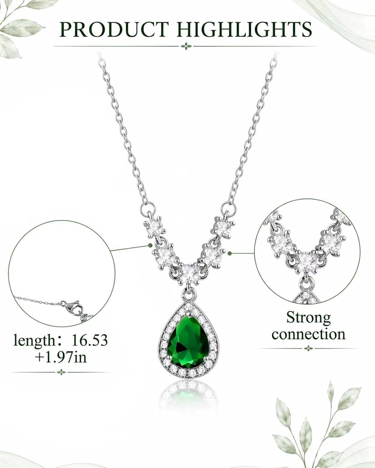 Watforsh Colgante de lágrima de plata con piedra natal de cristal a...