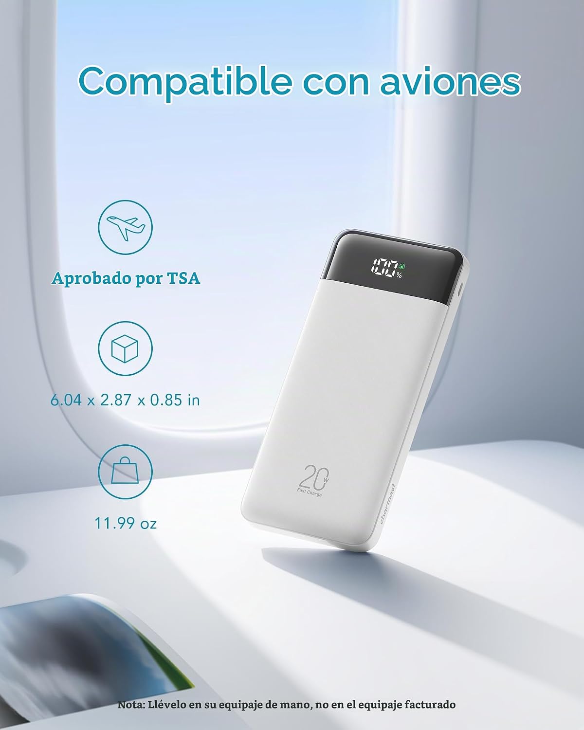 Charmast Cargador portátil de 20000mAh con cables incorporados, ban...