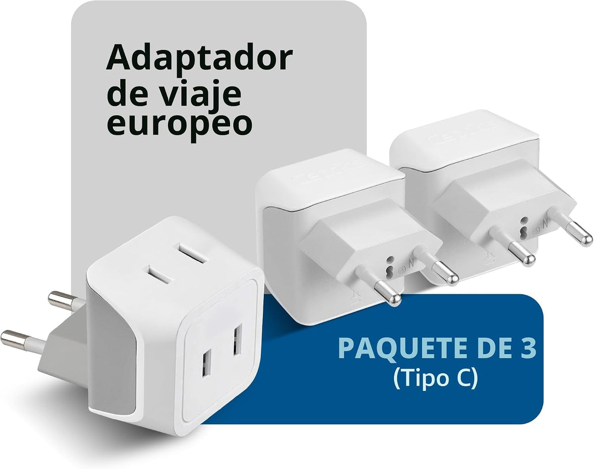 Ceptics Adaptador de Enchufe de Viaje Europeo Adaptador de Energía...