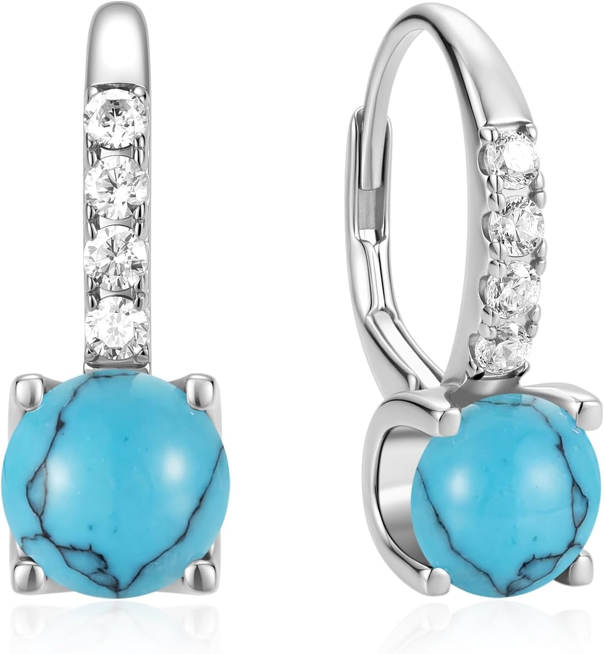 FANCIME Pendientes colgantes con piedra natal para mujer de plata d...