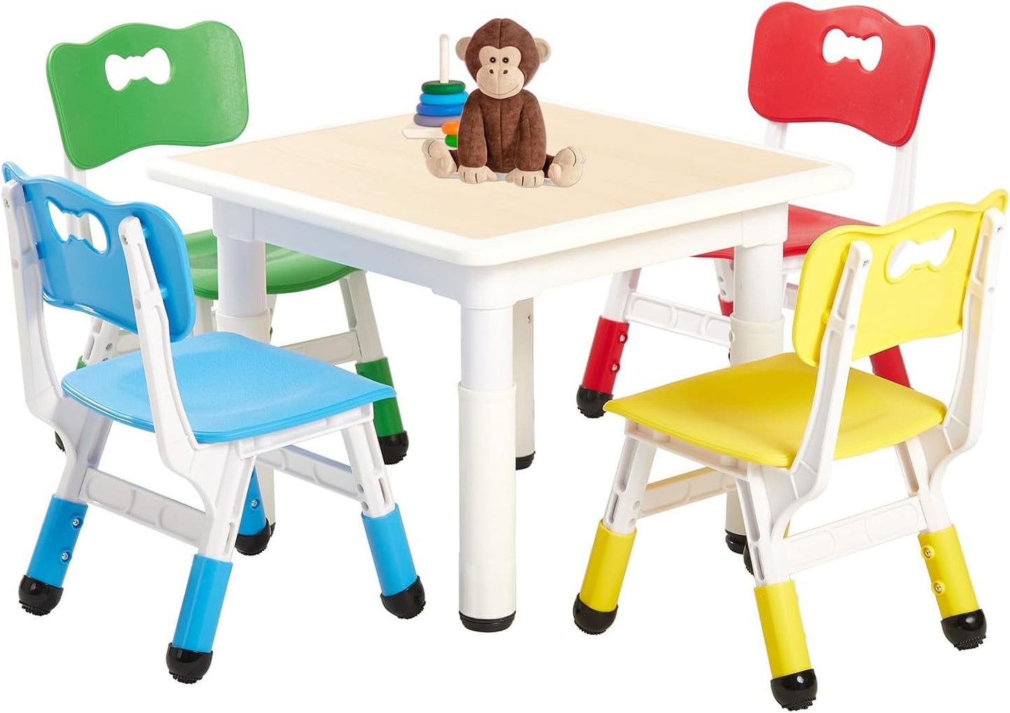 FUNLIO Juego de mesa y 4 sillas para niños de 3 a 8 años, juego de...