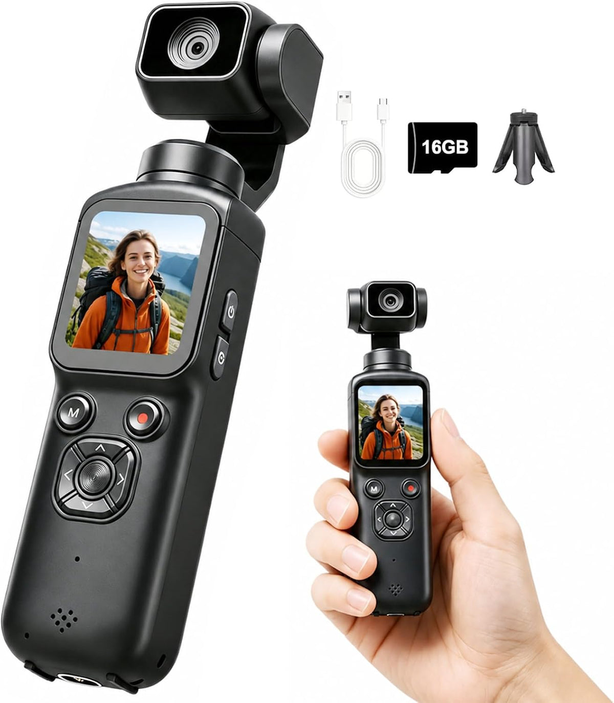 VETEK Cámara de vlogging 4K, cámara digital de bolsillo de 75MP con...