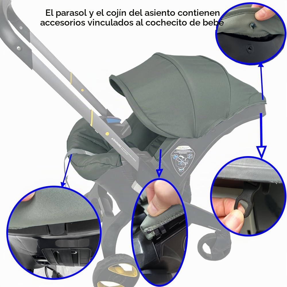 Feliliber Juego de accesorios de lavado para cochecito, toldo color...