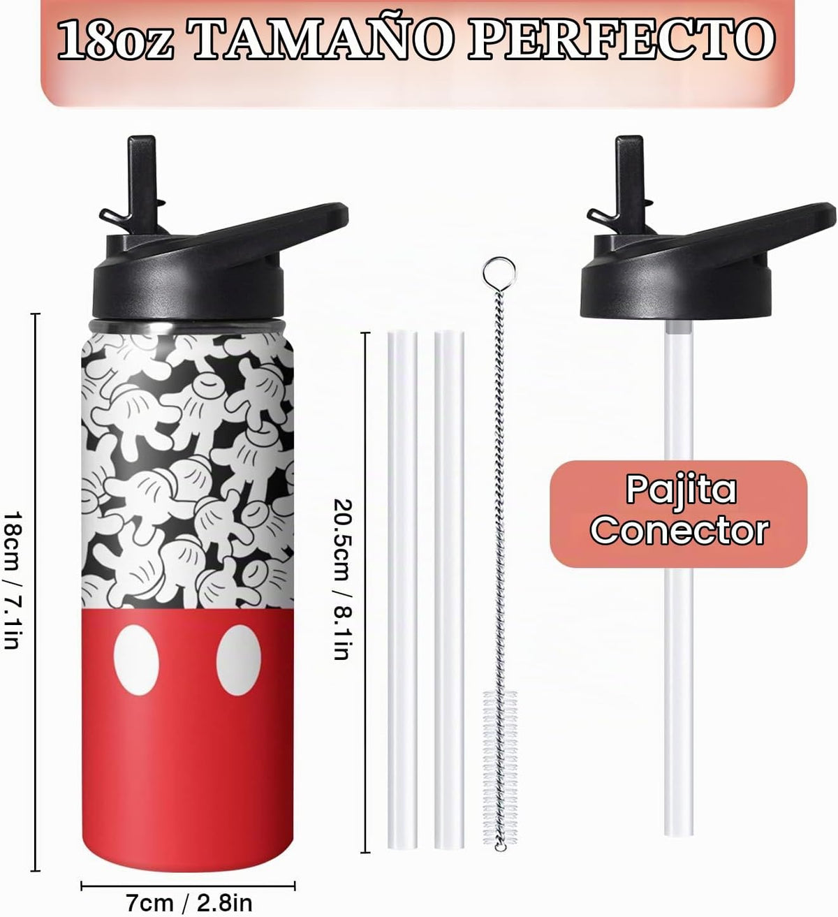 GOODNHAPPY Botella de agua de dibujos animados de 18 oz con asa y t...