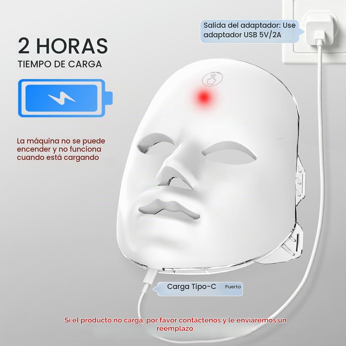 SUERBEATY Máscara de luz roja para cara, 7-1 colores de luz roja, c...