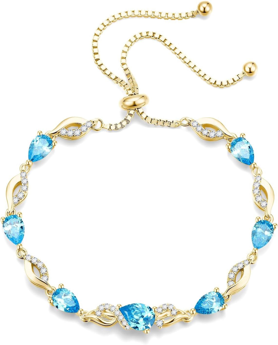 FANCIME Pulsera de tenis ajustable con piedra natal para mujer | Di...
