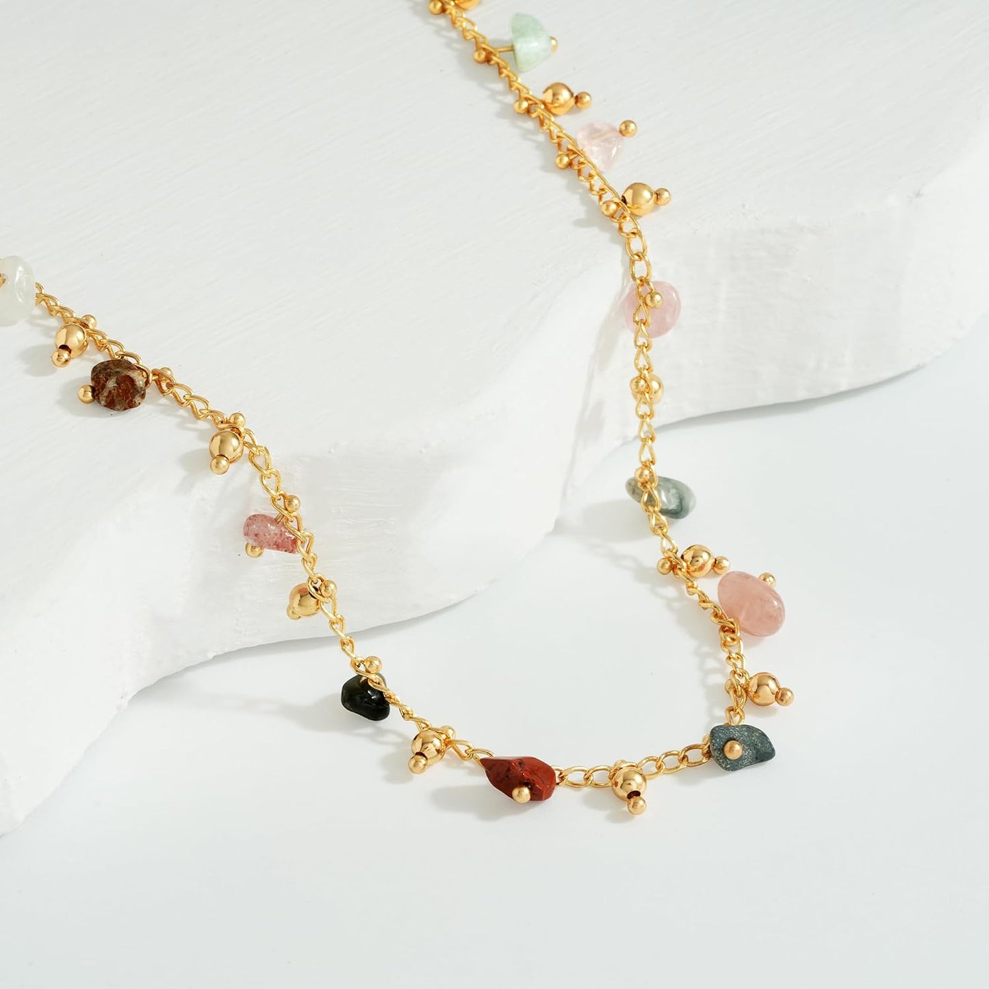 MTMY Collares de cuentas para mujeres chapado en oro de 14 quilates...
