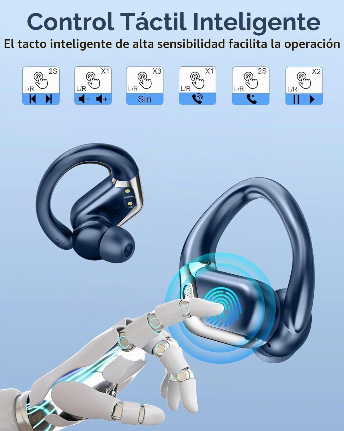 Auriculares inalámbricos, Bluetooth 5.4 deportivos, sonido de grave...