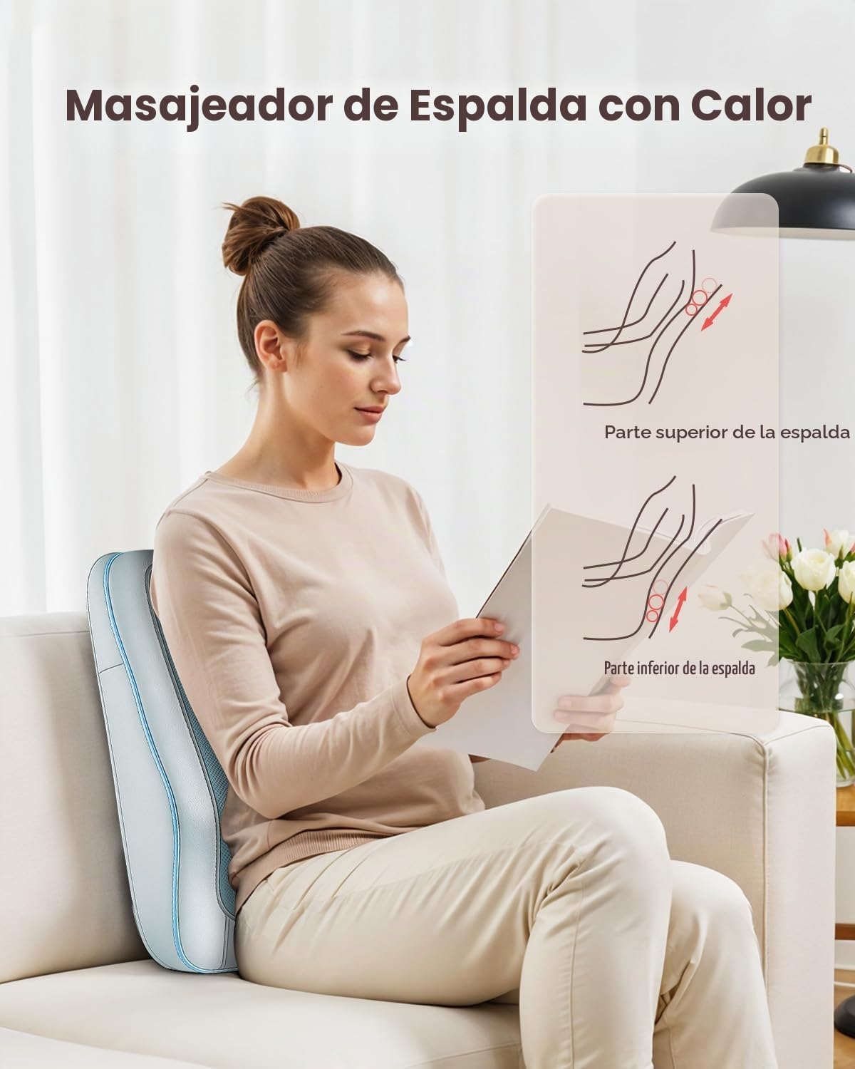 Masajeador de espalda Shiatsu COMFIER con calor y vibración, masaje...