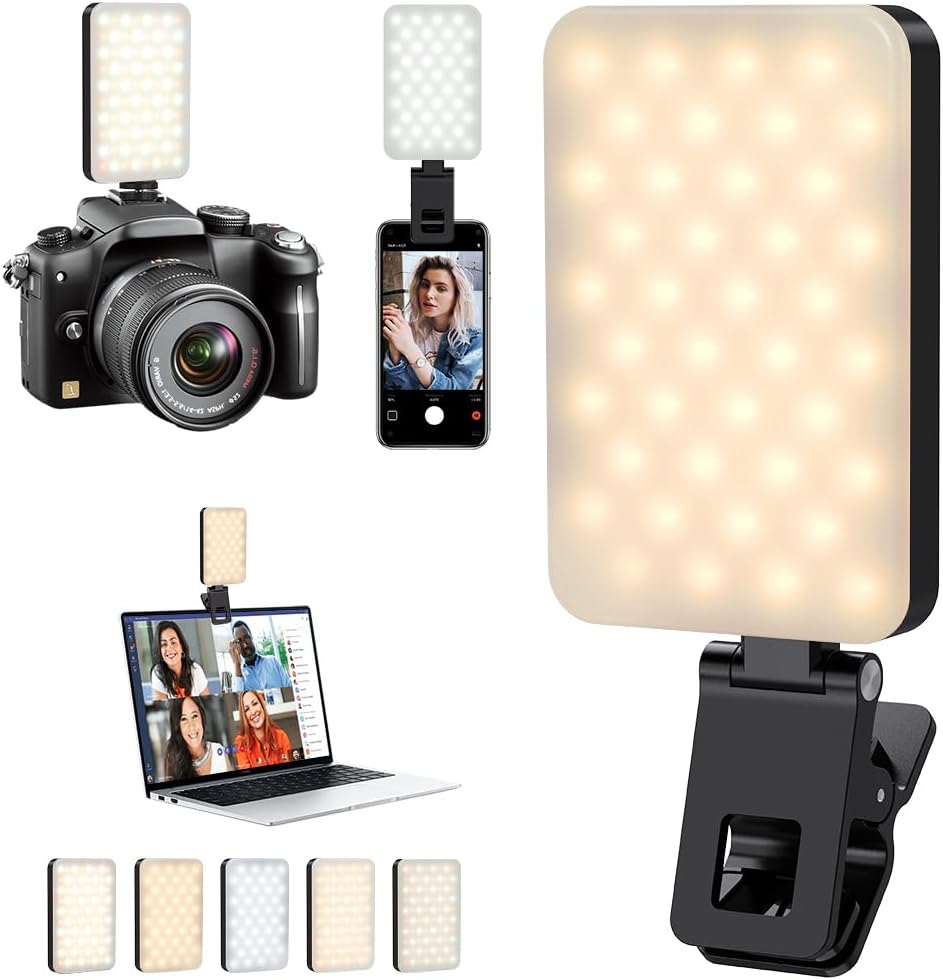 Luz para selfie para iPhone, luz portátil con clip, anillo de luz L...