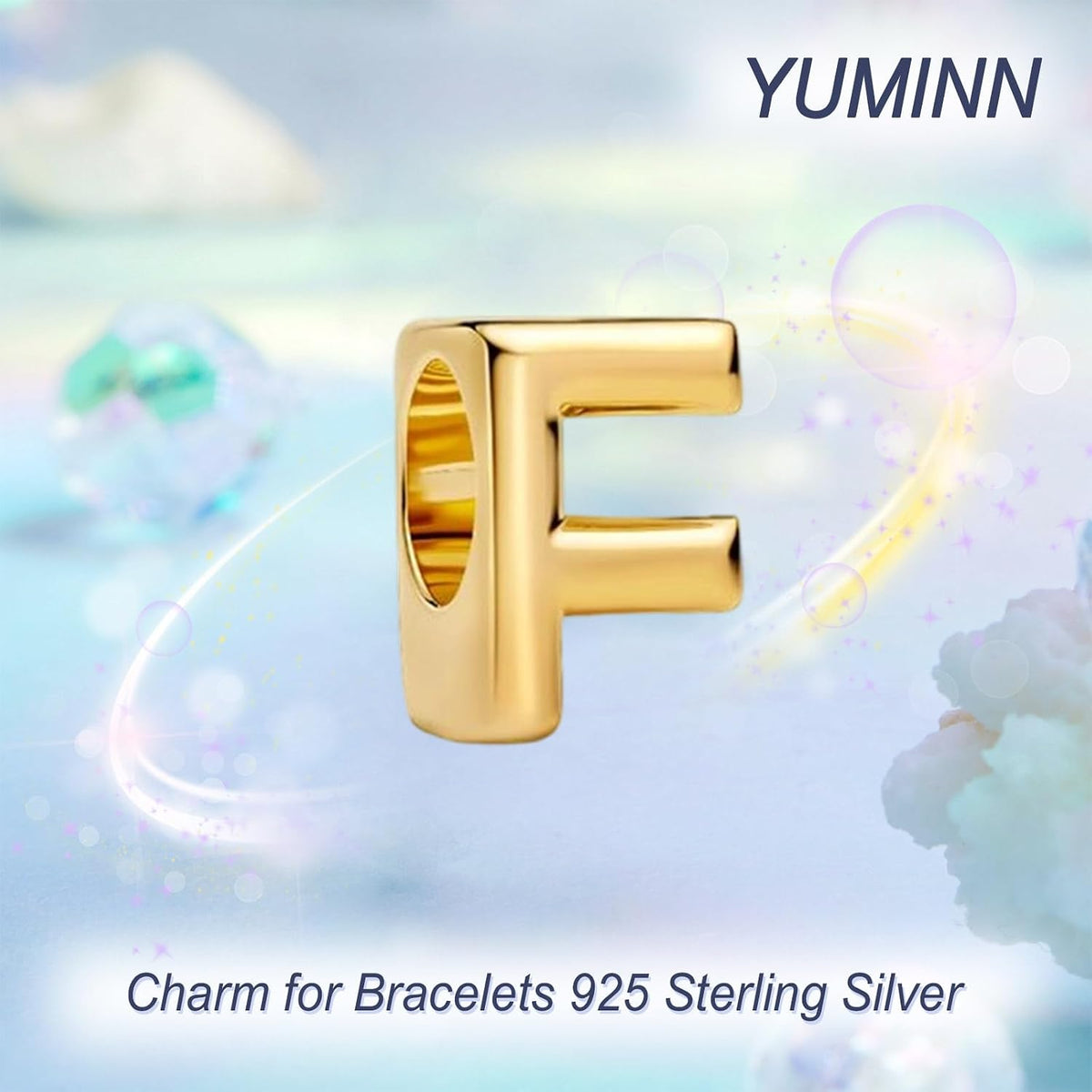 YUMINN Dijes dorados de la A a la Z para pulseras de plata esterlin...