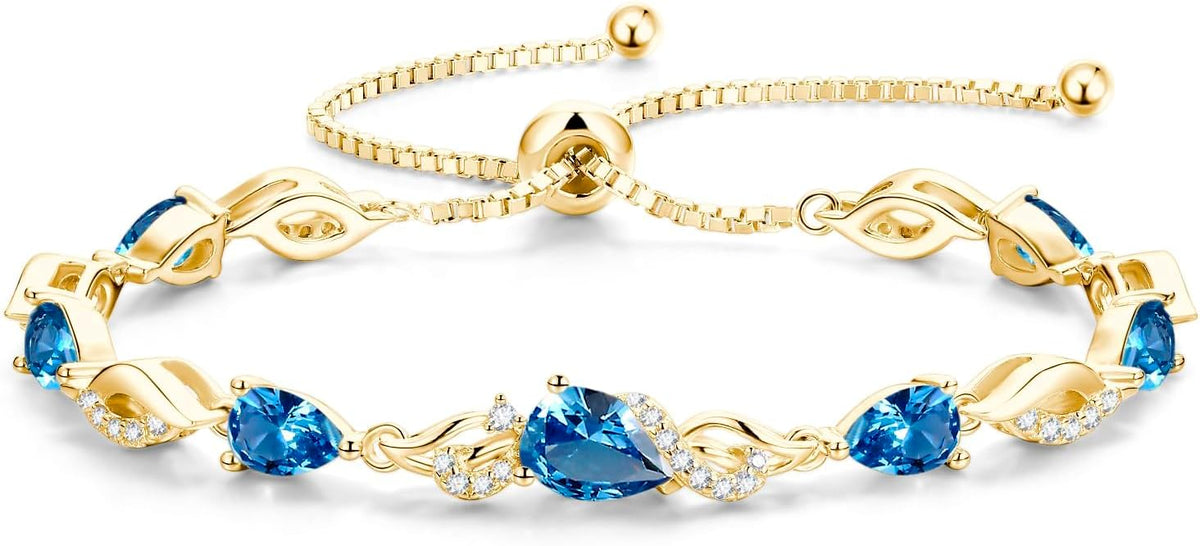 FANCIME Pulsera de tenis ajustable con piedra natal para mujer | Di...