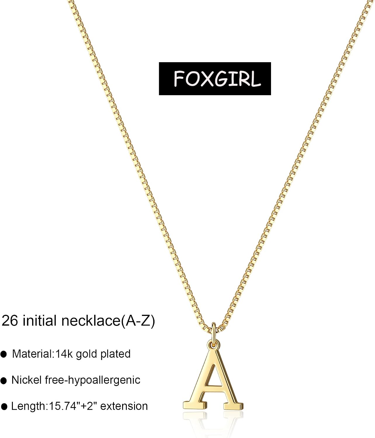 Foxgirl Collares con inicial de oro para mujer, delicado collar con...