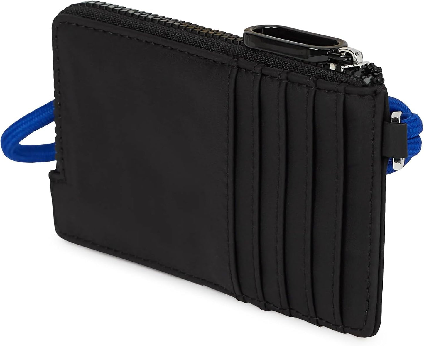 KARL LAGERFELD JEANS Tarjetero de nailon con cordón para mujer, Neg...