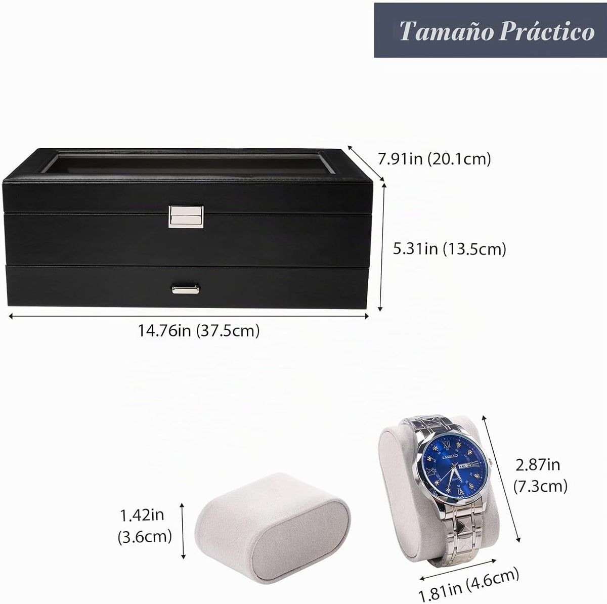 ProCase Caja de reloj, caja de reloj para hombre de 14 ranuras con...